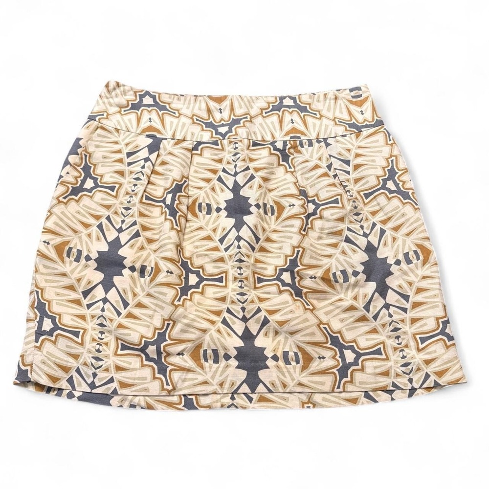 Banana Republic women's skirt size 4 green gold kaleidoscope mod boho chic